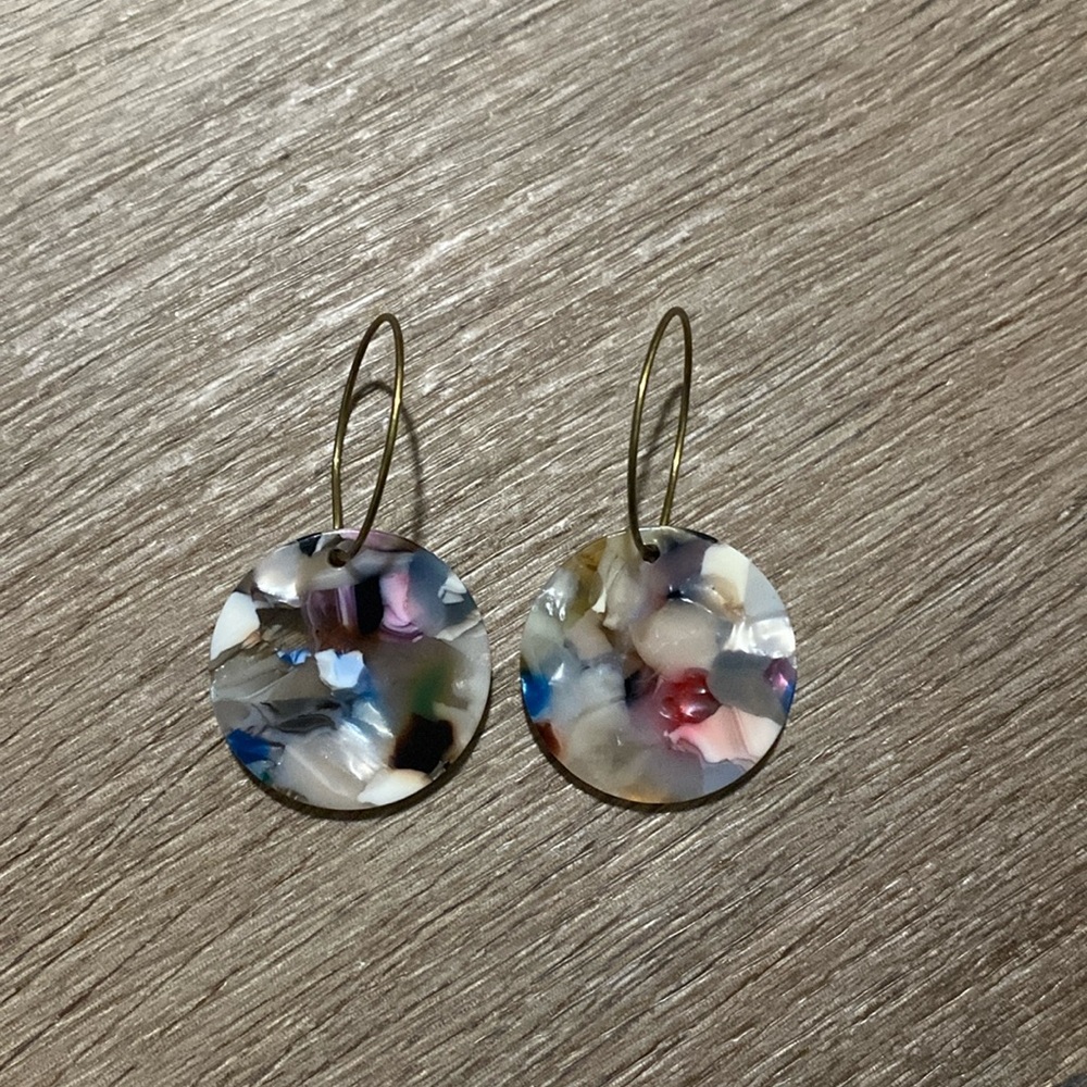 Rainbow Tortoise Shell Acrylic circle earrings
